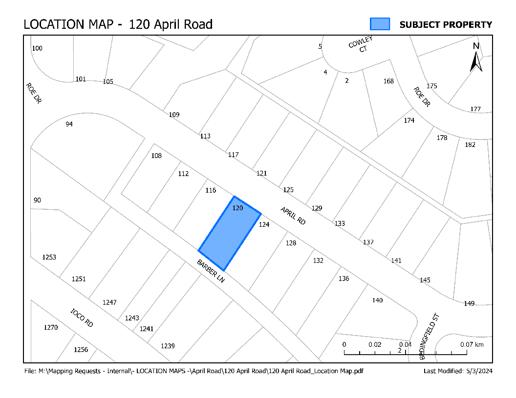 map showing location of 120 April Rd