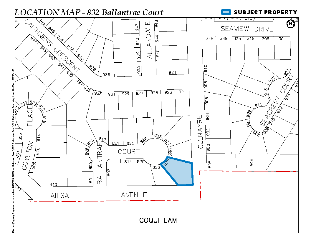 map showing location of 832 ballantrae court