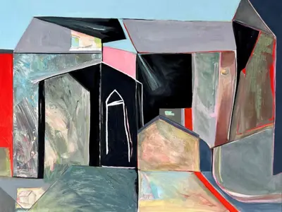 abstract painting of a house