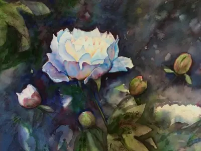 painting of a white flower